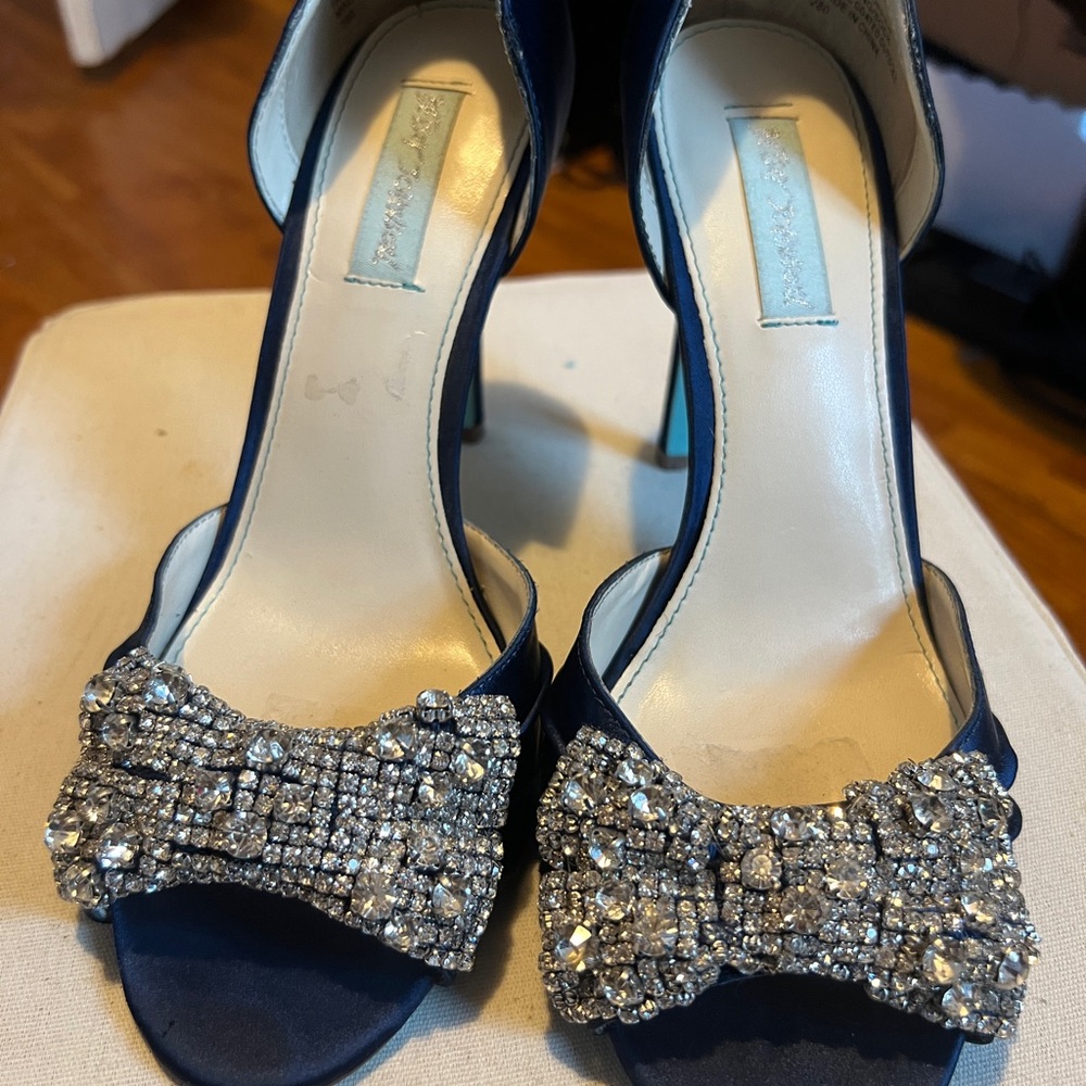 Betsey Johnson Blue and Silver Crystal Embellished Heels - Picture 6 of 6
